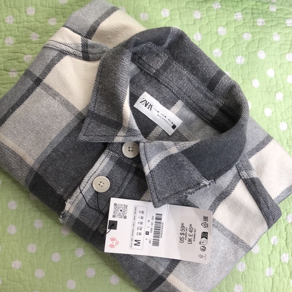 ZARA PLAID OVERSHIRT gray/white - Picture 13 of 13